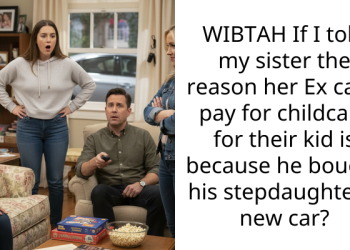 WIBTAH If I told my sister the reason her Ex can’t pay for childcare for their kid is because he bought his stepdaughter a new car?
