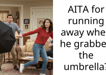 AITA for running away when he grabbed the umbrella?