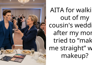 AITA for walking out of my cousin’s wedding after my mom tried to “make me straight” with makeup?