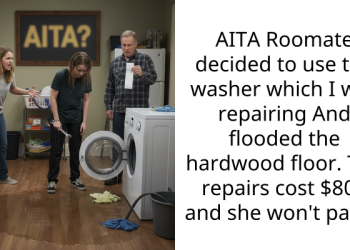 AITA Roomate decided to use the washer which I was repairing And flooded the hardwood floor. The repairs cost $800 and she won’t pay it.
