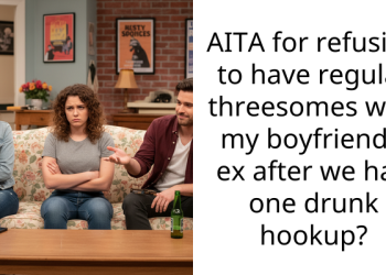 AITA for refusing to have regular th****omes with my boyfriend’s ex after we had one drunk hookup?