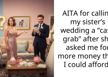 AITA for calling my sister’s wedding a “cash grab” after she asked me for more money than I could afford?