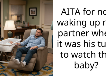 AITA for not waking up my partner when it was his turn to watch the baby?