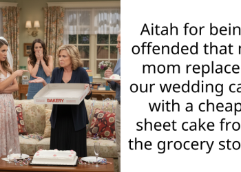 Aitah for being offended that my mom replaced our wedding cake with a cheap sheet cake from the grocery store?