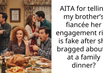 AITA for telling my brother’s fiancée her engagement ring is fake after she bragged about it at a family dinner?