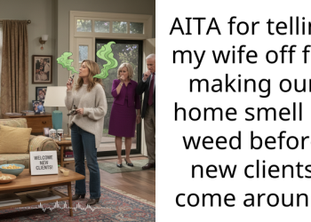 AITA for telling my wife off for making our home smell of weed before new clients come around.