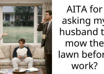AITA for asking my husband to mow the lawn before work?