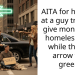 AITA for honking at a guy trying to give money to a homeless man while the left arrow was green?