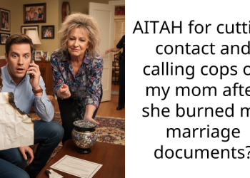 AITAH for cutting contact and calling cops on my mom after she burned my marriage documents?