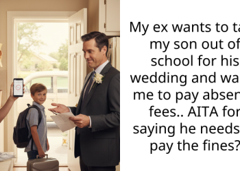 My ex wants to take my son out of school for his wedding and wants me to pay absence fees.. AITA for saying he needs to pay the fines?