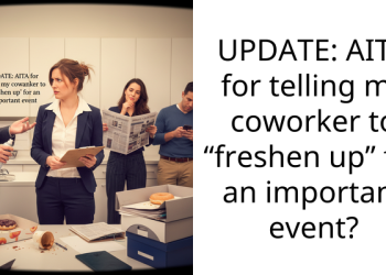 UPDATE: AITA for telling my coworker to “freshen up” for an important event?