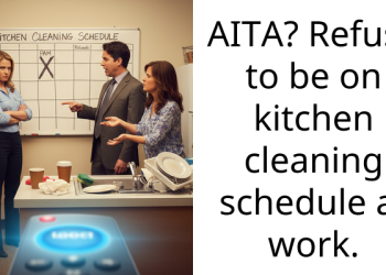 AITA? Refuse to be on kitchen cleaning schedule at work.