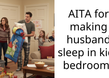 AITA for making husband sleep in kids bedroom?