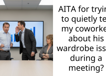 AITA for trying to quietly tell my coworker about his wardrobe issue during a meeting?