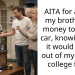 Redditor Sparks Outrage For Demanding That His Brother Fixes The Car His Daughter Damaged, Even If It Means Taking Money From Her College Fund
