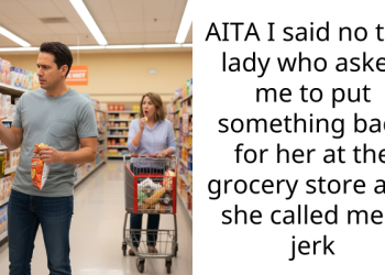 Grocery Shopper Sparks Unexpected Confrontation After Refusing To Help Older Woman Put Item Back On Shelf