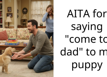 Man Says “Come To Dad” To His Puppy In Front Of His Friend And Gets Scolded