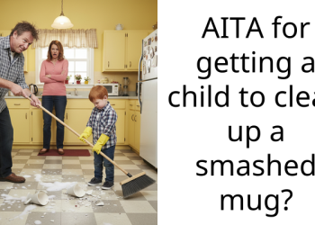 Mother Outraged After Sibling Makes Her 6-Year-Old Clean Up Broken Mug Shards