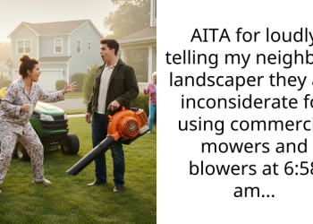 AITA for loudly telling my neighbors landscaper they are inconsiderate for using commercial mowers and blowers at 6:58 am…