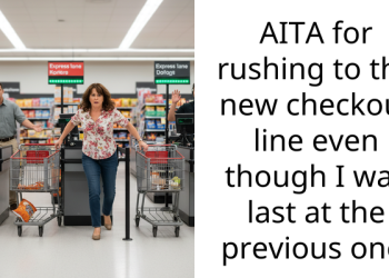 AITA for rushing to the new checkout line even though I was last at the previous one.