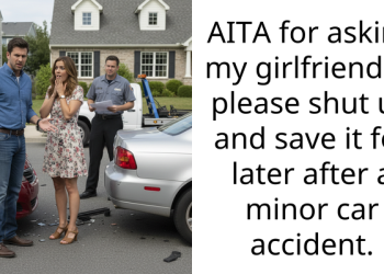 AITA for asking my girlfriend to please shut up and save it for later after a minor car accident.