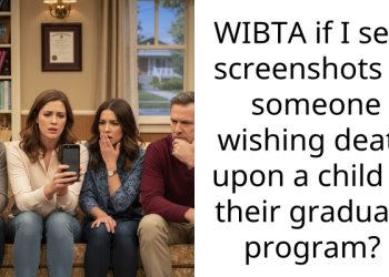 WIBTA if I sent screenshots of someone wishing death upon a child to their graduate program?