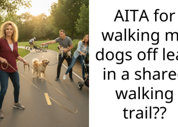 Person Gets Scolded By A Bicyclist For Walking Four Dogs Without A Lead On A Shared Walking Trail, And Is Confused Because Their Dogs Are “All Good Boys And Girls”