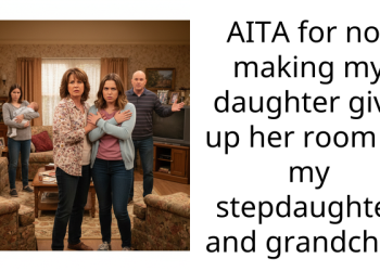 AITA for not making my daughter give up her room to my stepdaughter and grandchild