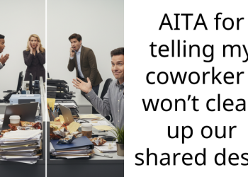 AITA for telling my coworker I won’t clean up our shared desk.