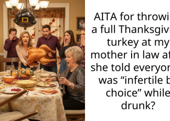 AITA for throwing a full Thanksgiving turkey at my mother in law after she told everyone I was “infertile by choice” while drunk?