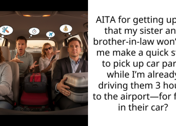 AITA for getting upset that my sister and brother-in-law won’t let me make a quick stop to pick up car parts while I’m already driving them 3 hours to the airport—for free, in their car?