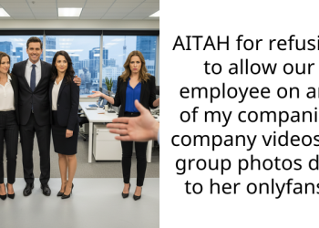 AITAH for refusing to allow our employee on any of my companies company videos or group photos due to her on****ns?