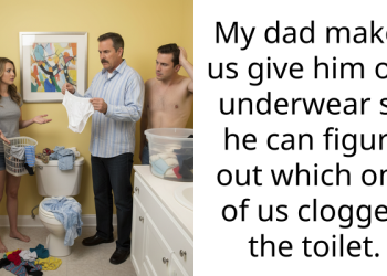 Teenager Cries Out As Her Dad Made Them Give Him Their Underwear So He Can Figure Out Who Clogged The Toilet