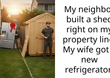 Man Confronts His Neighbor for Building a Shed on His Property Line, Gets Roasted Online for Trading It for a Fridge