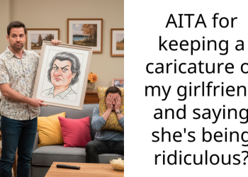 Boyfriend Displays Silly Caricature Of Him And His GF At Work Even After She Said It Reignited Her Insecurities