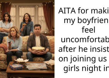 AITA for making my boyfriend feel uncomfortable after he insisted on joining us on girls night in?
