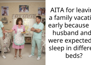 AITA for leaving a family vacation early because my husband and I were expected to sleep in different beds?
