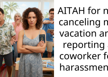 AITAH for not canceling my vacation and reporting a coworker for h***ssment?