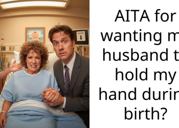 AITA for wanting my husband to hold my hand during birth?