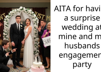 AITA for having a surprise wedding at mine and my husbands engagement party