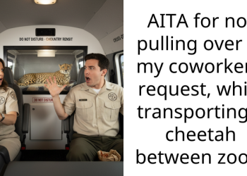 AITA for not pulling over at my coworker’s request, while transporting a cheetah between zoos?