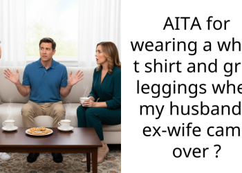 AITA for wearing a white t shirt and grey leggings when my husband’s ex-wife came over ?