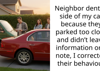Neighbor dented side of my car because they parked too close and didn’t leave information or a note, I corrected their behaviour