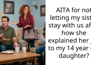 AITA for not letting my sister stay with us after how she explained her job to my 14 year old daughter?