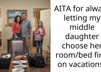 AITA for always letting my middle daughter choose her room/bed first on vacations?