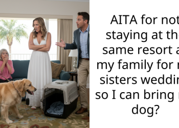 AITA for not staying at the same resort as my family for my sisters wedding so I can bring my dog?