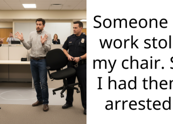 Someone at work stole my chair. So I had them arrested.