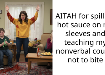 AITAH for spilling hot sauce on my sleeves and teaching my nonverbal cousin not to bite