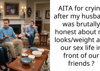 AITA for crying after my husband was brutally honest about my looks/weight and our s*x life in front of our friends ?