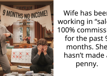 Wife has been working in “sales” 100% commission for the past 9 months. She hasn’t made a penny.